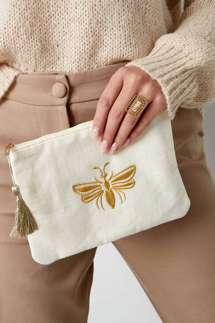 Make-up bag with golden bee - off-white Picture2